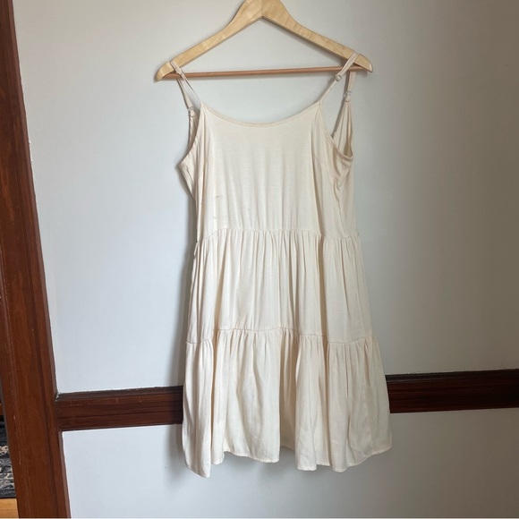 Dresses & Skirts - Cream Spaghetti Strap Tiered Mini Dress Balletcore sz Small